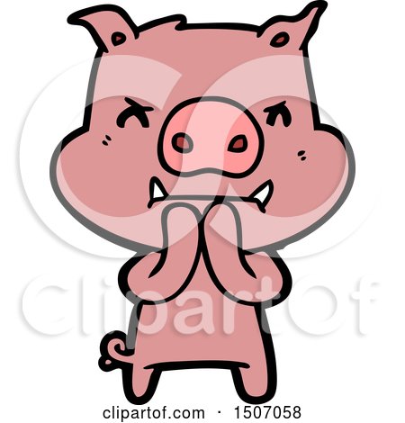 Angry Animal Clipart Cartoon Pig by lineartestpilot