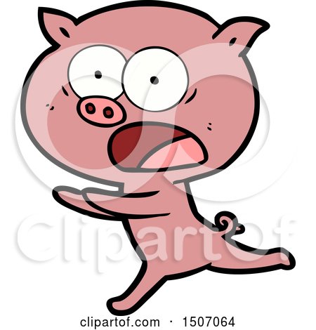 Animal Clipart Cartoon Pig Running by lineartestpilot