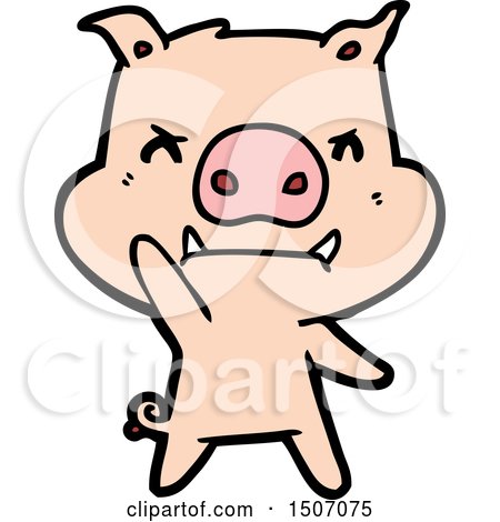 Angry Animal Clipart Cartoon Pig by lineartestpilot