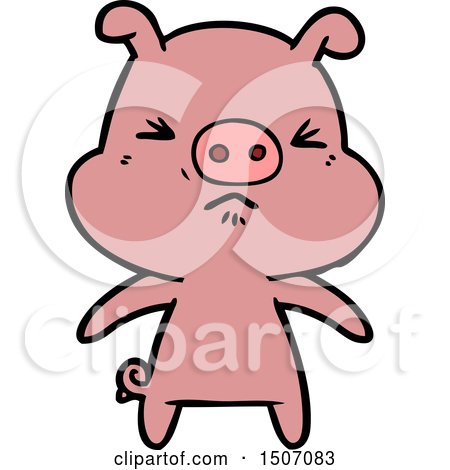 Animal Clipart Cartoon Angry Pig by lineartestpilot