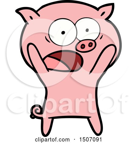 Animal Clipart Cartoon Pig Shouting by lineartestpilot