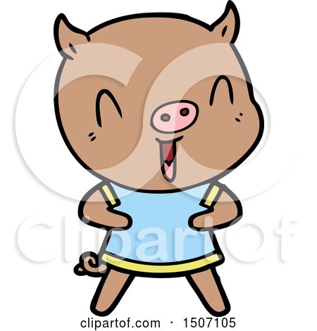 Happy Animal Clipart Cartoon Pig by lineartestpilot