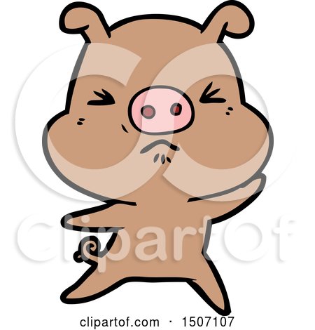 Animal Clipart Cartoon Angry Pig by lineartestpilot