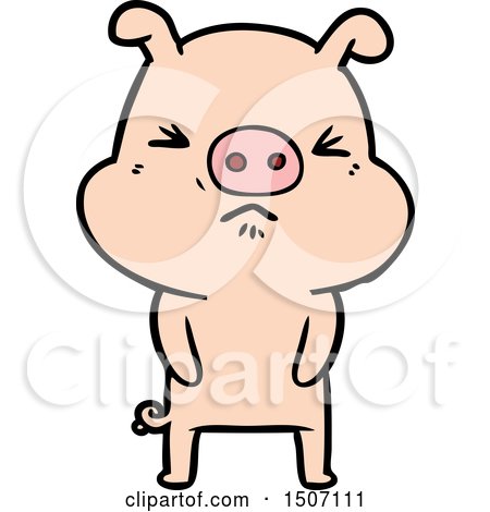 Animal Clipart Cartoon Grumpy Pig by lineartestpilot
