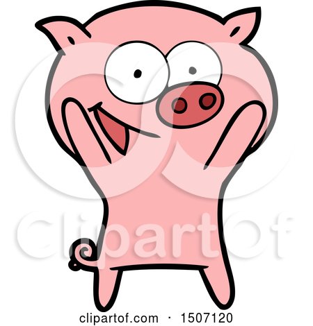 Happy Pig Cartoon by lineartestpilot