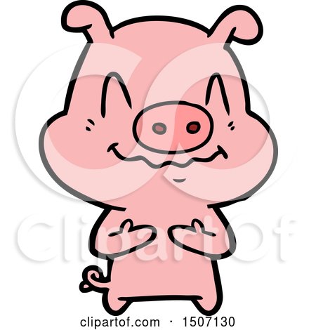 Nervous Animal Clipart Cartoon Pig by lineartestpilot