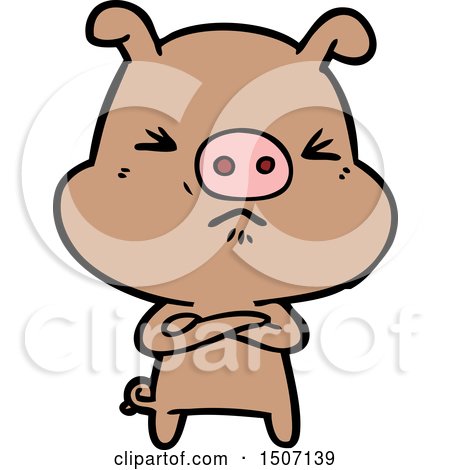 Animal Clipart Cartoon Grumpy Pig by lineartestpilot