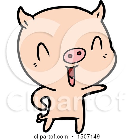 Happy Animal Clipart Cartoon Pig by lineartestpilot