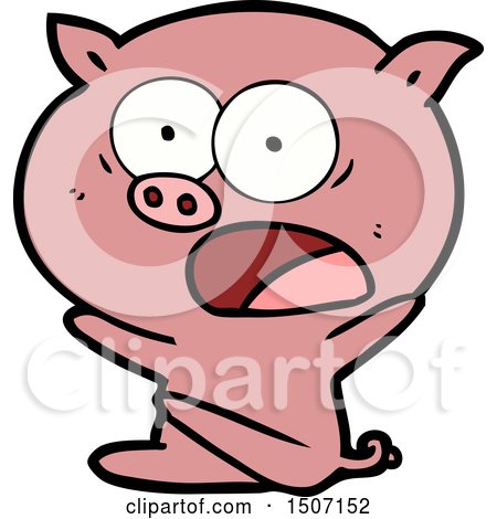 Shocked Animal Clipart Cartoon Pig Sitting down by lineartestpilot