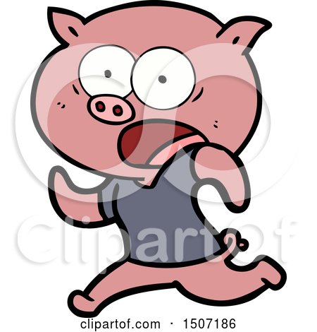 Animal Clipart Cartoon Pig Running Away by lineartestpilot