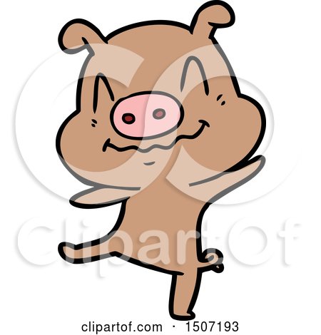 Animal Clipart Cartoon Drunk Pig by lineartestpilot
