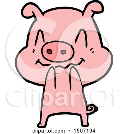 Nervous Animal Clipart Cartoon Pig by lineartestpilot