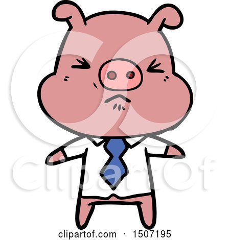 Animal Clipart Cartoon Angry Pig in Shirt and Tie by lineartestpilot