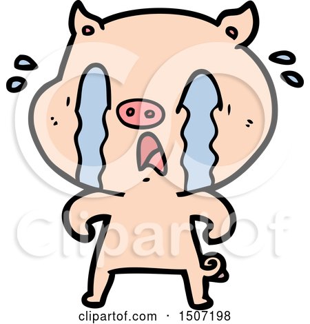 Crying Pig Cartoon by lineartestpilot
