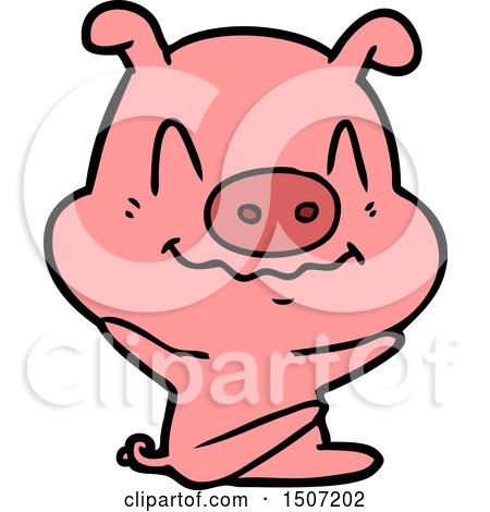 Nervous Animal Clipart Cartoon Pig Sitting by lineartestpilot