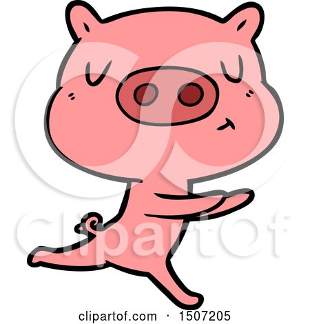 Animal Clipart Cartoon Content Pig Running by lineartestpilot
