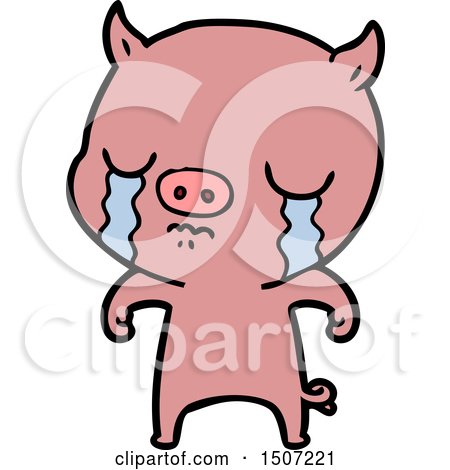 Animal Clipart Cartoon Pig Crying by lineartestpilot