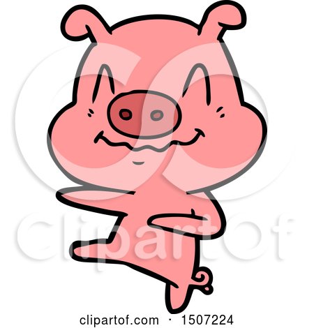 Nervous Animal Clipart Cartoon Pig Dancing by lineartestpilot