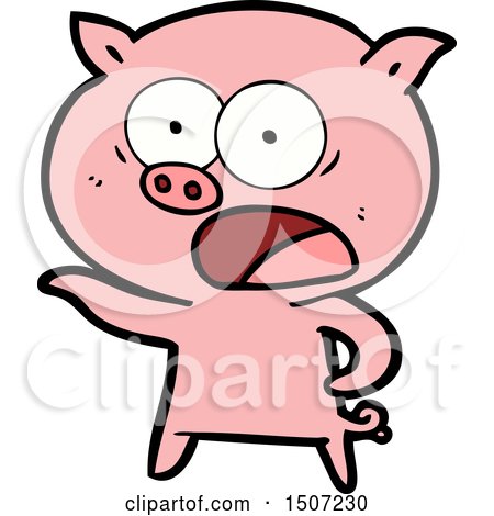Animal Clipart Cartoon Pig Shouting by lineartestpilot