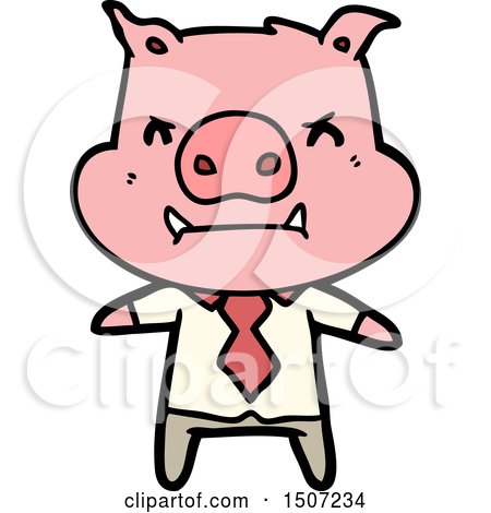 Angry Animal Clipart Cartoon Pig Boss by lineartestpilot