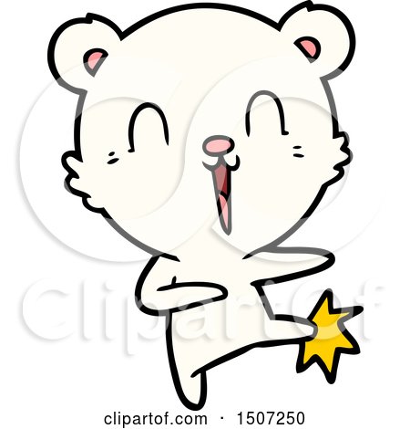 Happy Cartoon Polar Bear Kicking by lineartestpilot