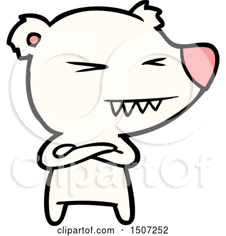 Angry Polar Bear Cartoon with Folded Arms by lineartestpilot