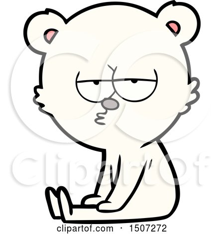 Bored Polar Bear Cartoon Sitting by lineartestpilot
