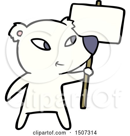 Cute Cartoon Polar Bear with Protest Sign by lineartestpilot
