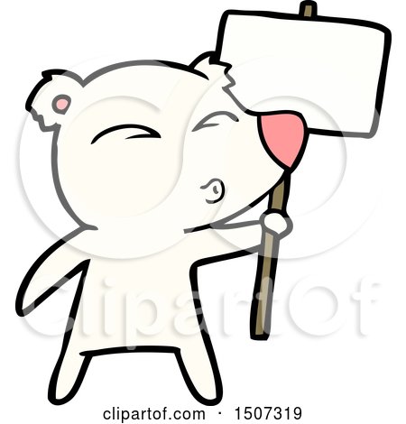 Cartoon Polar Bear with Placard by lineartestpilot