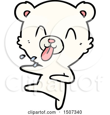 Rude Cartoon Dancing Polar Bear Sticking out Tongue by lineartestpilot