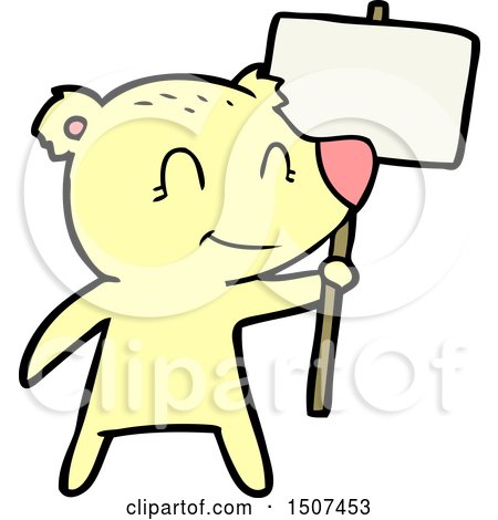 Cartoon Bear Holding Sign by lineartestpilot