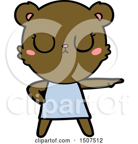 Peaceful Cartoon Bear in Dress Pointing by lineartestpilot