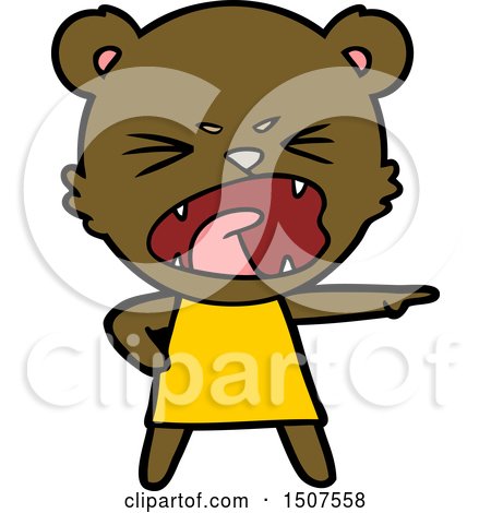 Angry Cartoon Bear in Dress Shouting by lineartestpilot