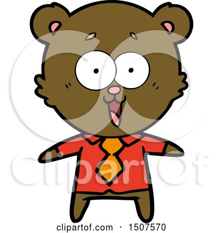 Laughing Teddy Bear Cartoon in Shirt and Tie by lineartestpilot