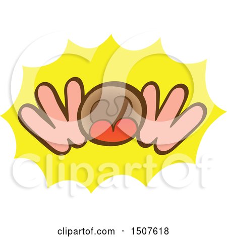 Clipart of a Wow Design of Abstract Hands Framing a Shouting Mouth - Royalty Free Vector Illustration by Zooco
