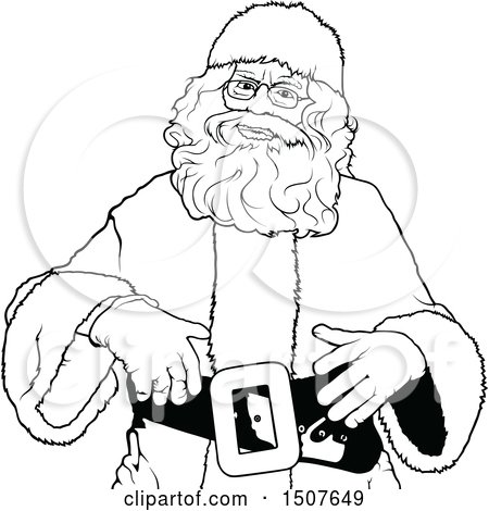 Clipart of a Black and White Santa Claus - Royalty Free Vector Illustration by dero