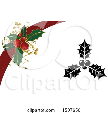 Clipart of a Christmas Background with Sprigs of Holly - Royalty Free Vector Illustration by dero