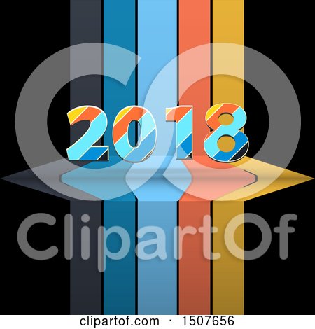 Clipart of a 3d 2018 with Stripes - Royalty Free Vector Illustration by elaineitalia