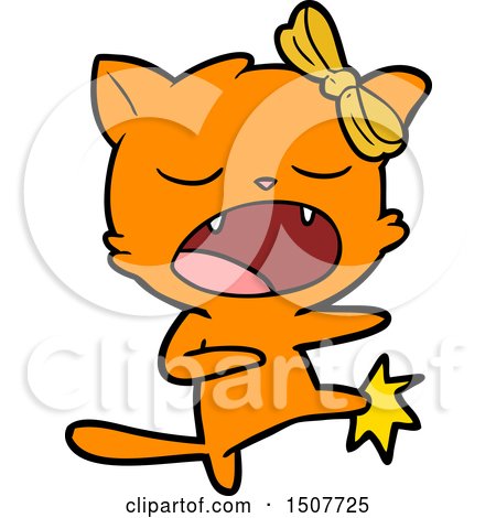 Cartoon Kicking Cat by lineartestpilot