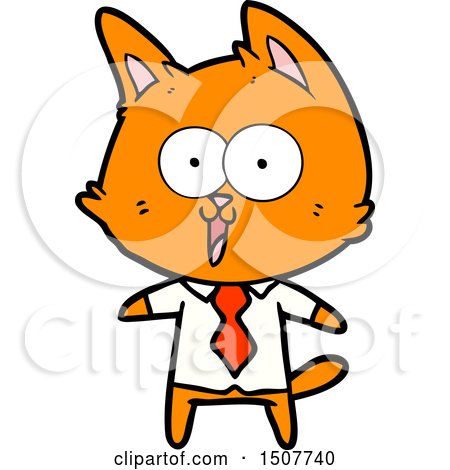 Funny Cartoon Cat Wearing Shirt and Tie by lineartestpilot