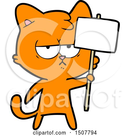 Bored Cartoon Cat with Sign Post by lineartestpilot