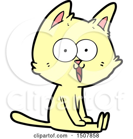 Funny Cartoon Cat Sitting by lineartestpilot