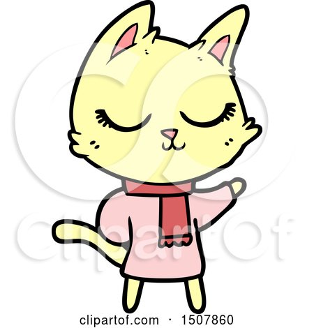 Calm Cartoon Cat Wearing Scarf by lineartestpilot