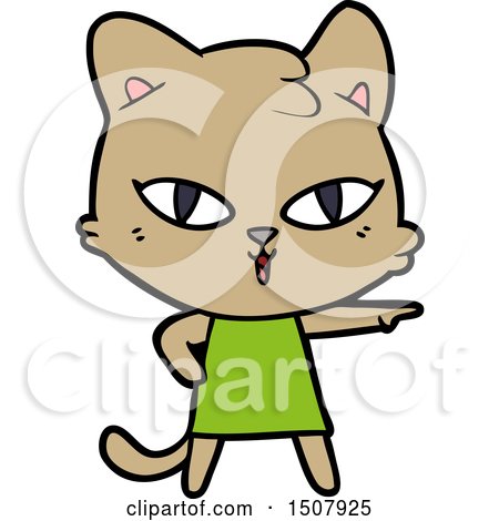 Cartoon Cat in Dress Pointing by lineartestpilot