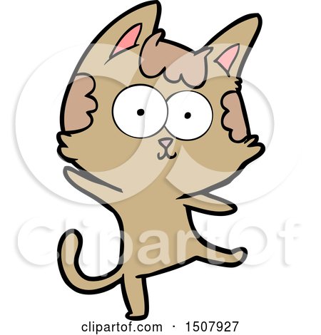 Happy Cartoon Cat Dancing by lineartestpilot
