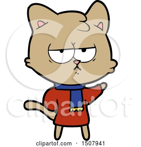 Bored Cartoon Cat in Winter Clothes by lineartestpilot