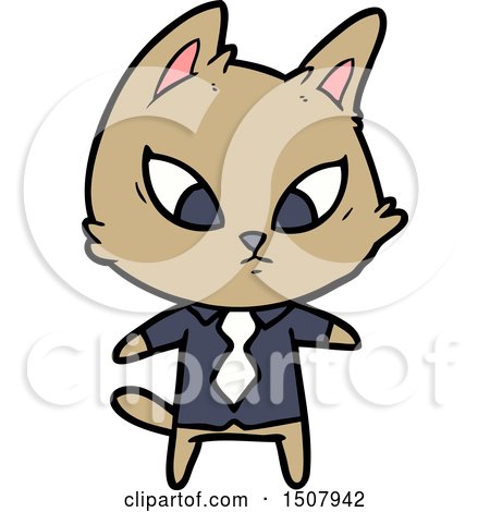 Confused Cartoon Business Cat by lineartestpilot