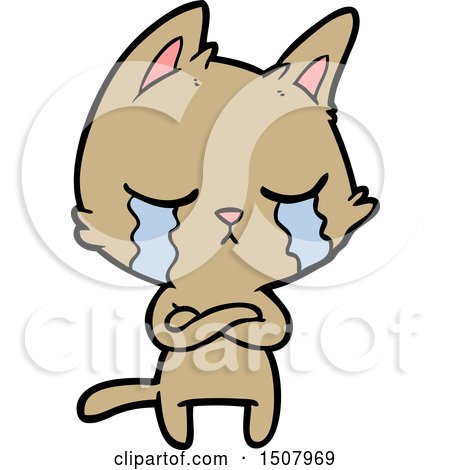 Crying Cartoon Cat with Folded Arms by lineartestpilot