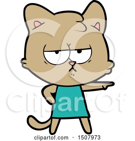 Bored Cartoon Cat Pointing by lineartestpilot