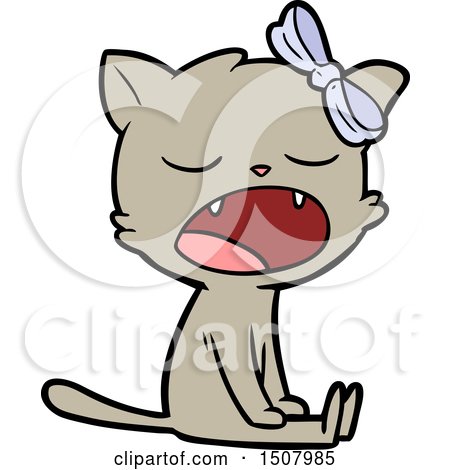 Cartoon Yawning Cat by lineartestpilot